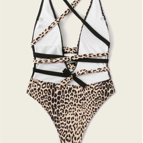 Leopard Tie One Piece Swimsuit Bathing suit - Picture 4 of 8